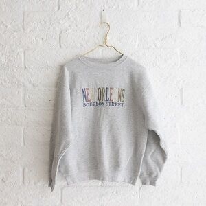Vintage Gray New Orleans Graphic Sweatshirt - Made in USA - Size L